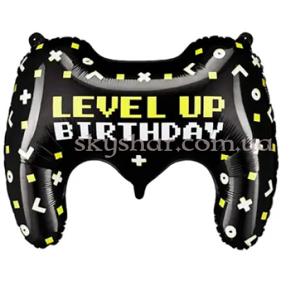Фольгированный шар "Игровой Джойстик "LEVEL UP BIRTHDAY" – фото 1