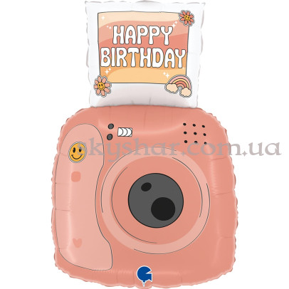 Фольгированный шар "Фотокамера Happy Birthday" – фото 1