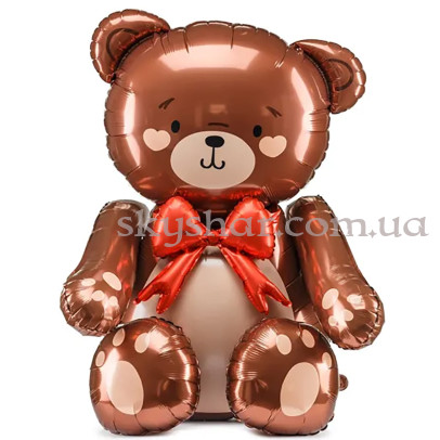 Фольгированная стоячая фигура "Мишка коричневый с бантиком" – фото 1