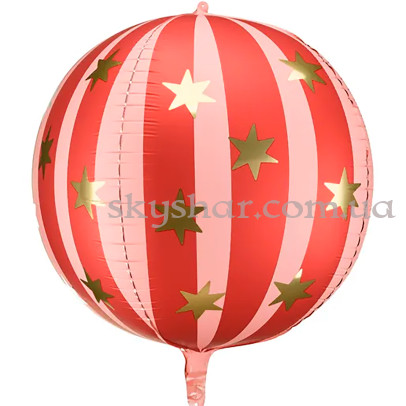 Фольгована кулька "Сфера червона з зірками" – фото 1