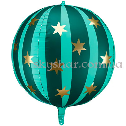 Фольгированный шар "Сфера зеленая со звездами" – фото 1