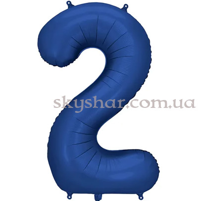 Фольгированная цифра "2" Синяя сатин Navy Blue – фото 1