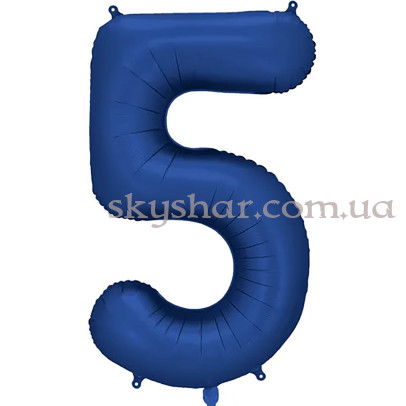 Фольгированная цифра "5" Синяя сатин Navy Blue – фото 1