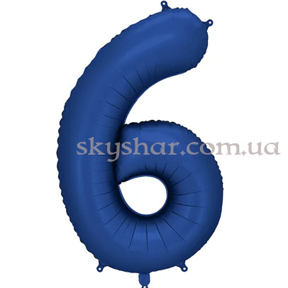 Фольгированная цифра "6" Синяя сатин Navy Blue – фото 1