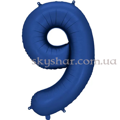 Фольгована цифра "9" Синя сатин Navy Blue – фото 1