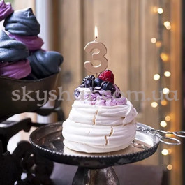 Свеча-цифра "3" Розовое золото – фото 2