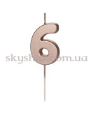 Свеча-цифра "6" Розовое золото – фото 2
