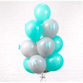 Опция Связка из 15 шаров с бабочками Бирюза – фото 2