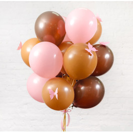 Опция Связка из 15 шаров с бабочками Шоколад - фото 2 Опция Связка из 15 шаров с бабочками Шоколад – фото 2