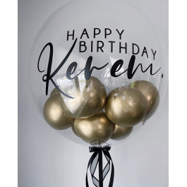 Опция Шар Баблс с золотыми шариками внутри с Вашей надписью 61 см - фото 4 Опция Шар Баблс с золотыми шариками внутри с Вашей надписью 61 см – фото 4