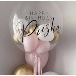 Опция Шар Баблс с розово-золотистыми шариками внутри с Вашей надписью 61 см – фото 2