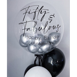 Опция Шар Баблс с серебристыми шариками внутри с Вашей надписью 61 см – фото 2