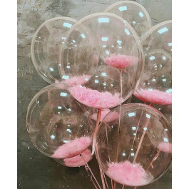 Опция Шар Баблс с перьями розовыми 61 см - фото 2 Опция Шар Баблс с перьями розовыми 61 см – фото 2