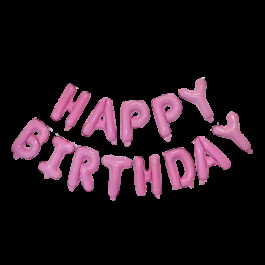 Опция Фольгированные шары-буквы "Happy Birthday" Розовые Воздух 35 см – фото 3
