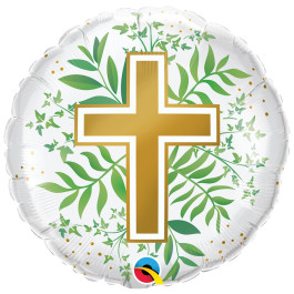 Опция Фольгированный шар на Крестины "Золотой крест и зелень" – фото 2