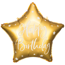 Опция Фольгированный шар "Звезда золотая с белой надписью Happy Birthday" – фото 1