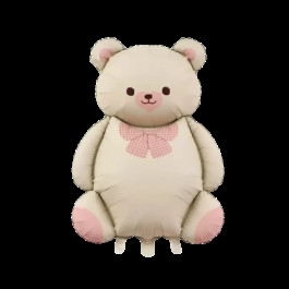 Опция Фольгированный шар "Мишка сатин кремовый с бантом" – фото 3