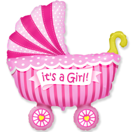 Опция Фольгированный шар "Коляска розовая" – фото 1