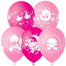 Опция Гелиевые шары "Малышка Ассорти розовое" (30 см) - фото 1 Опция Гелиевые шары "Малышка Ассорти розовое" (30 см) – фото 1