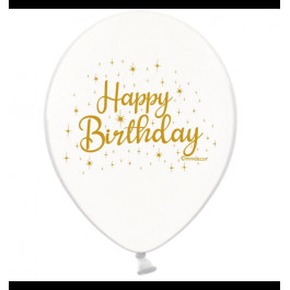 Опция Гелиевые шары "Happy Birthday Золото на белом" (35 см) – фото 4