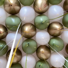 Опция Гелиевые шарики под потолок оливково-золотые 30 шт. – фото 3