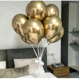 Опция Гелиевые шары "Хром Золото на атласной ленте" (30 см) - фото 4 Опция Гелиевые шары "Хром Золото на атласной ленте" (30 см) – фото 4