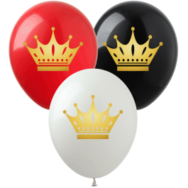 Опция Гелиевые шары "Короны Золото (черные, белые, красные)" (30 см)  – фото 1