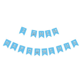 Опция Гирлянда растяжка "З Днем Народження"  серебро на голубом – фото 2