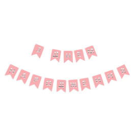 Опция Гирлянда растяжка "З Днем Народження" серебро на розовом – фото 1