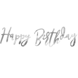 Опция Гирлянда растяжка "Happy Birthday"  зеркальное серебро – фото 1