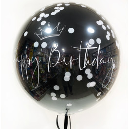 Опция Стеклянный черный шар гигант 70 см с Вашей надписью и конфетти Даблстаф – фото 2