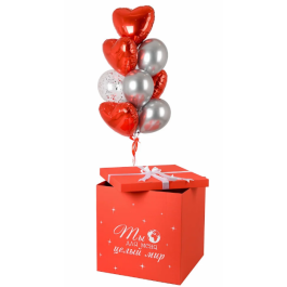 Опция Коробка сюрприз с шарами "Ты для меня целый мир" - фото 4 Опция Коробка сюрприз с шарами "Ты для меня целый мир" – фото 4