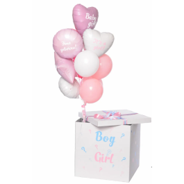 Опция Коробка сюрприз с шарами для определения пола ребенка "Boy or Girl" Gender Party Девочка – фото 3