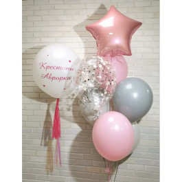Опция Набор шаров на Крещение для девочки в розовой гамме со звездой - фото 4 Опция Набор шаров на Крещение для девочки в розовой гамме со звездой – фото 4