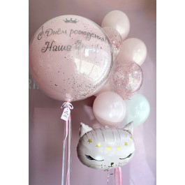 Опция Композиция из воздушных шаров "Розовая кошечка с большим шаром" - фото 4 Опция Композиция из воздушных шаров "Розовая кошечка с большим шаром" – фото 4