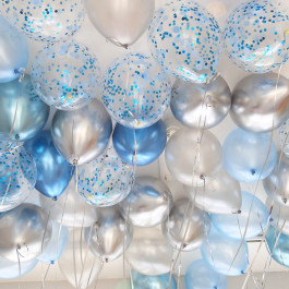 Опция Гелиевые шарики под потолок в серебряно-голубых тонах 30 шт. - фото 3 Опция Гелиевые шарики под потолок в серебряно-голубых тонах 30 шт. – фото 3