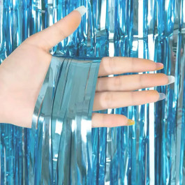 Опция Фольгированный занавес Дождик Голубой металик 1х2 м – фото 1