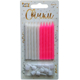 Опция Свечи для торта Розовые и Белые с подставками 7 см 10 шт. – фото 1
