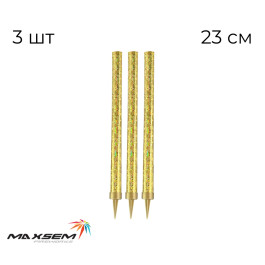 Опция Cвеча Фонтан для торта высокая 23 см 3 шт. Золото – фото 3