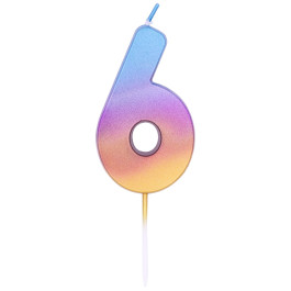Опция Свеча -цифра "6" Омбре радужное – фото 1